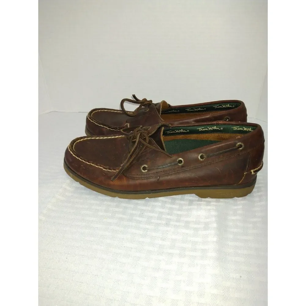 Thom McAn Mens Brown Full Grain Leather Boat Shoes Deck Loafers‎ 8.5 8507/1000